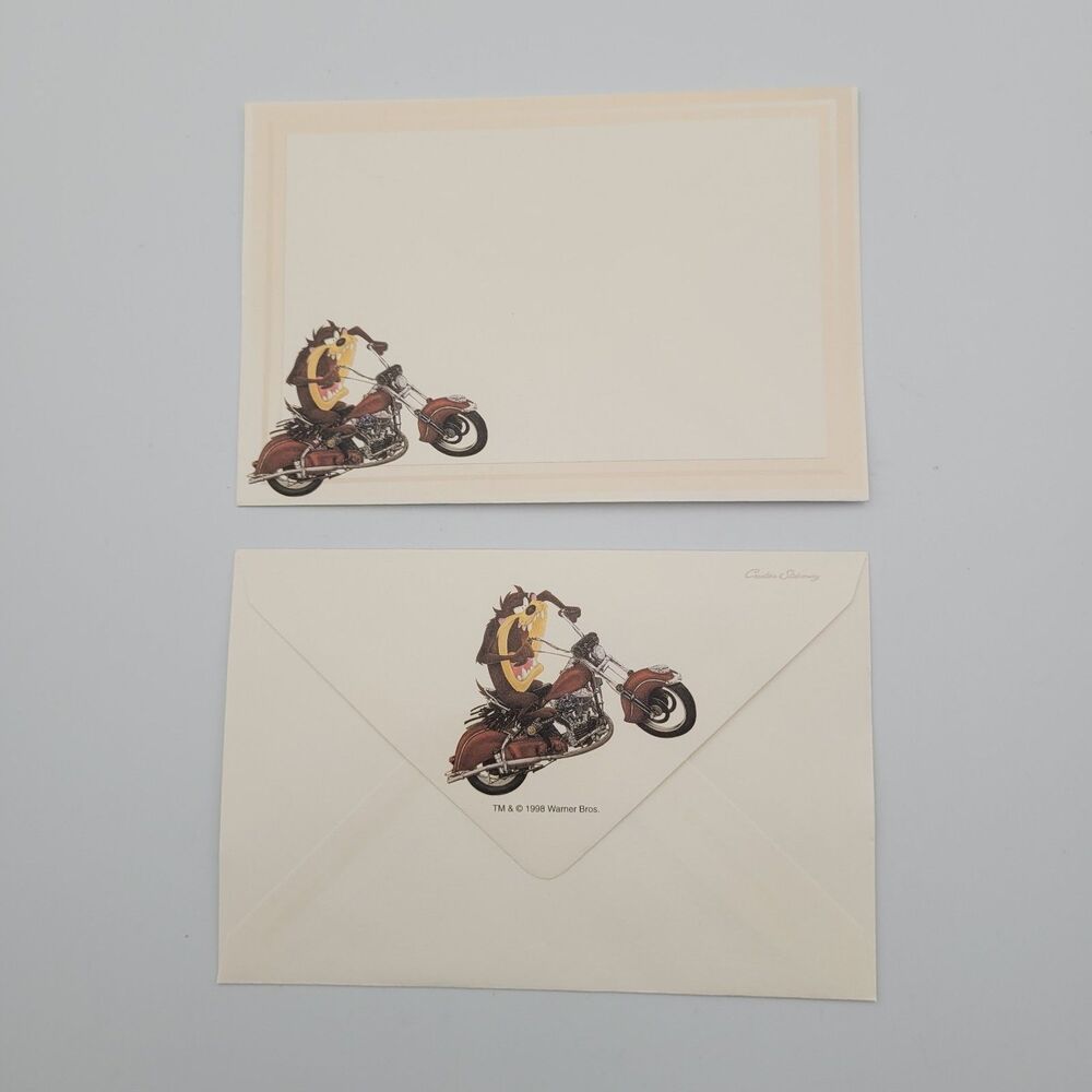 1998 Tazmanian Devil on Motorcycle Envelopes 4x6 Looney Tunes Taz Biker ~QTY 13